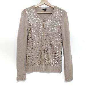Ann Taylor | Merino Wool Cashmere Angora Rabbit Blend Sequin Snap Front Cardigan